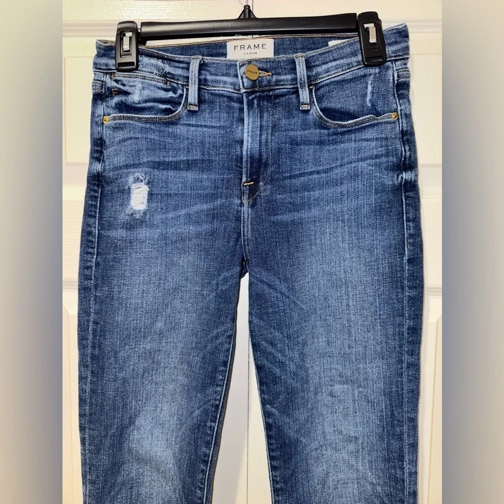 Frame Denim Le High Straight Stagger Raw Hem Jeans in Orlena. Size 26 VGUC - Picture 2 of 15